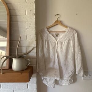 Lucky Brand White Eyelet Blouse